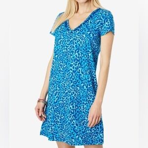 Lilly Pulitzer ‘Oyster Bay Navy’ ‘Etta’ Midi Leopard Print Dress